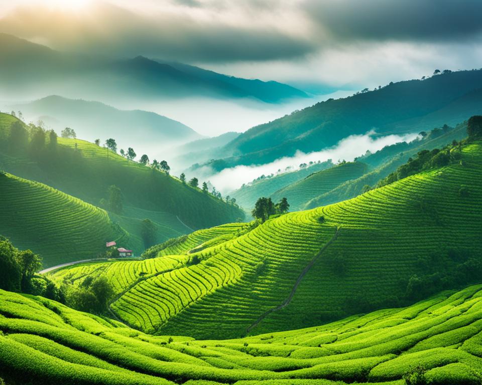 scenic hill country in Sri Lanka
